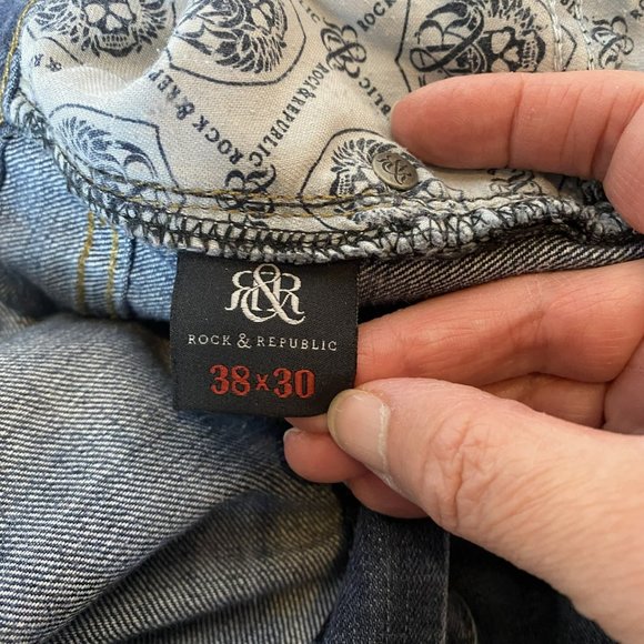 ROCK & REPUBLIC Men’s Jeans Neil Straight Leg Size 38x30 Embroidered Dar… - Picture 10 of 10
